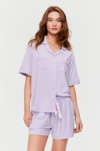Lilac Bamboo Jersey Shortie PJ Set